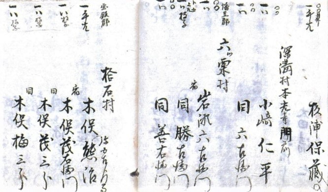 Danna-chō (register of patrons), partial view
(Collection of the Toyama Prefectural Tateyama Museum)