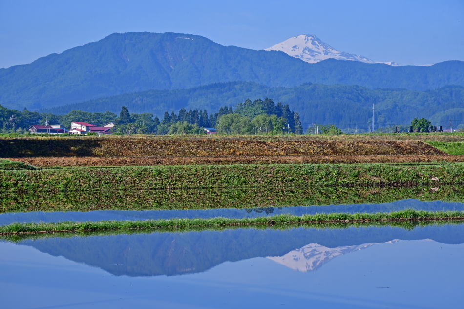 Mt. Yashio (731 m, left) and Mt. Chokai (2,236 m, right)
Viewed from Yurihonjo City